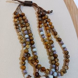 Adjustable beaded three strand quality beads for the wrist crystal stretch brace